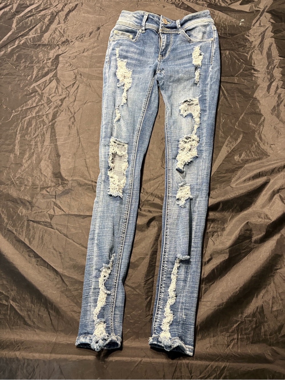 Indigo Rein Light Blue Distressed Skinny Jeans